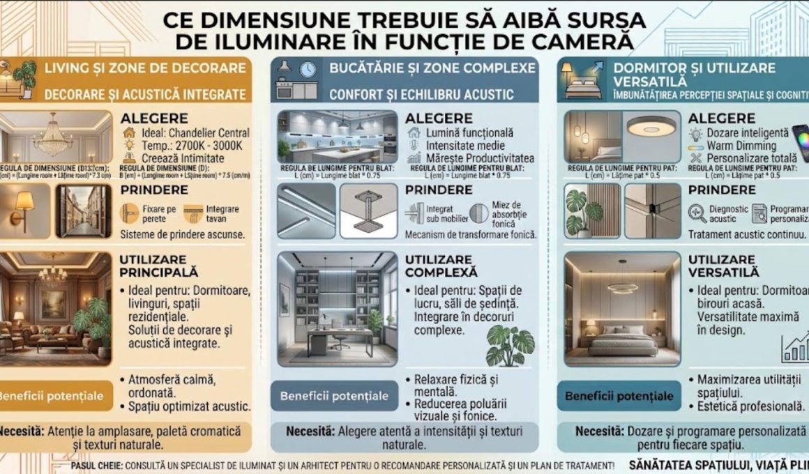 Ce dimensiune trebuie sa aiba sursa de iluminare in functie de camera