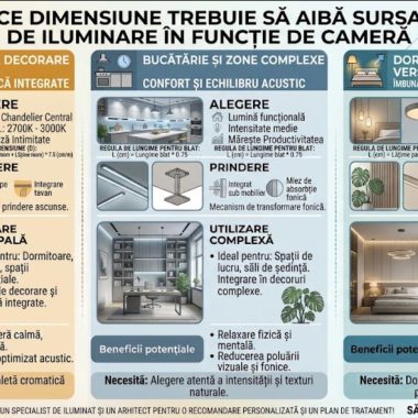 Ce dimensiune trebuie sa aiba sursa de iluminare in functie de camera
