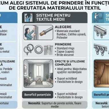 Cum alegi sistemul de prindere in functie de greutatea materialului textil